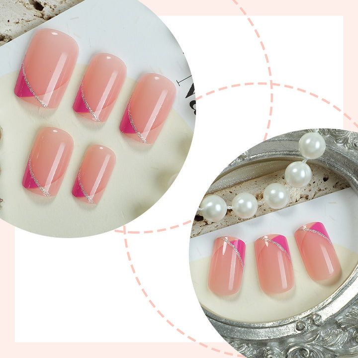 Decorative Press-On Nail Set with Stylish Geometric Design Stornfield