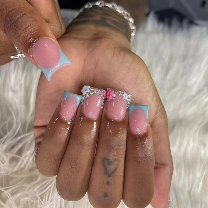 Floral Embellished Press-On Nails Stornfield