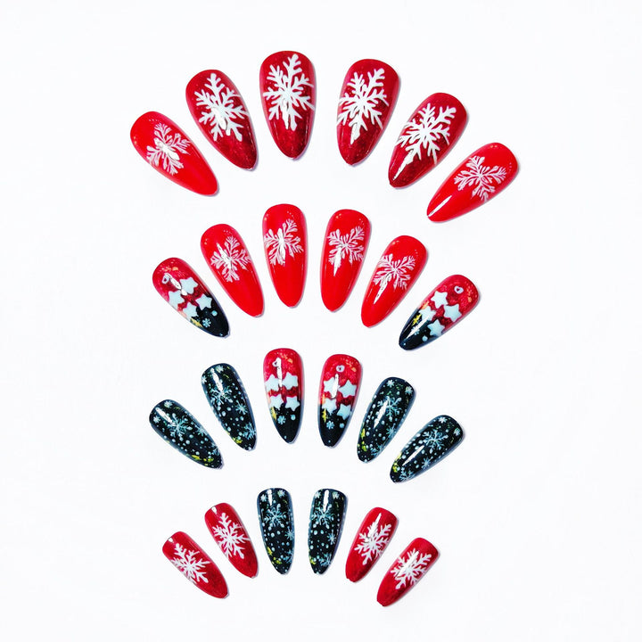 Artificial nails with festive snowflake and star motif Stornfield