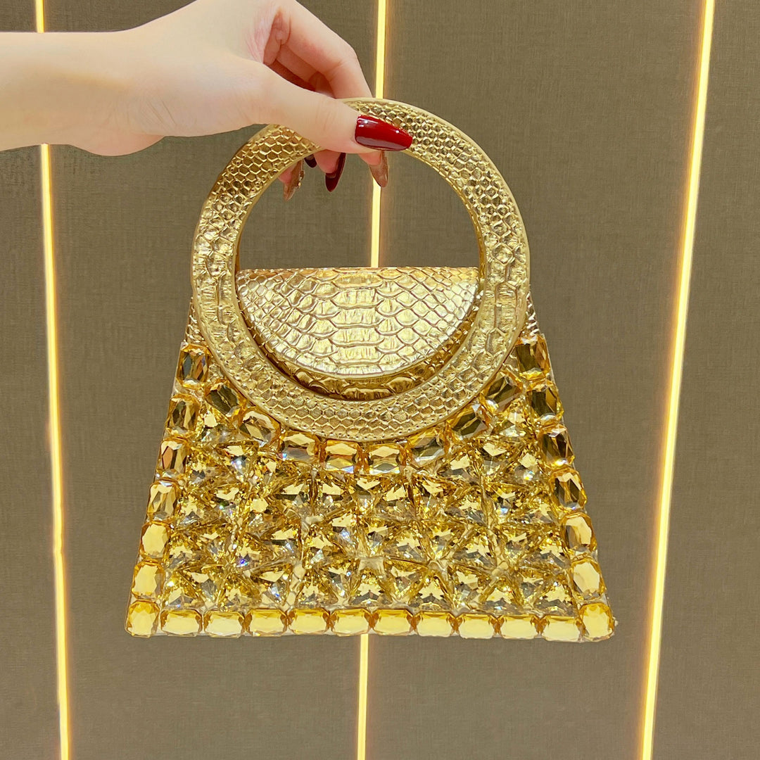 Rhinestone-Studded Handheld Evening Clutch