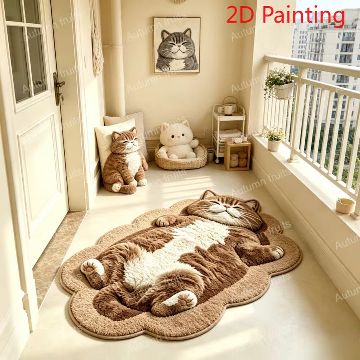 Plush Cat-Shaped Floor Mat