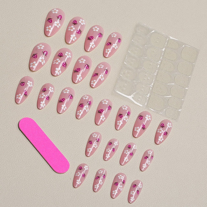 Floral Accent Press-On Nail Tips