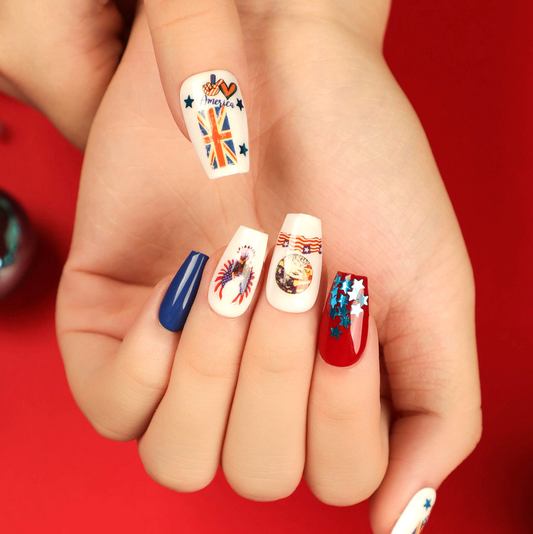 Artistic Nail Extensions with Patriotic Designs Stornfield