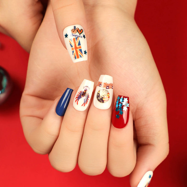 Artistic Nail Extensions with Patriotic Designs Stornfield
