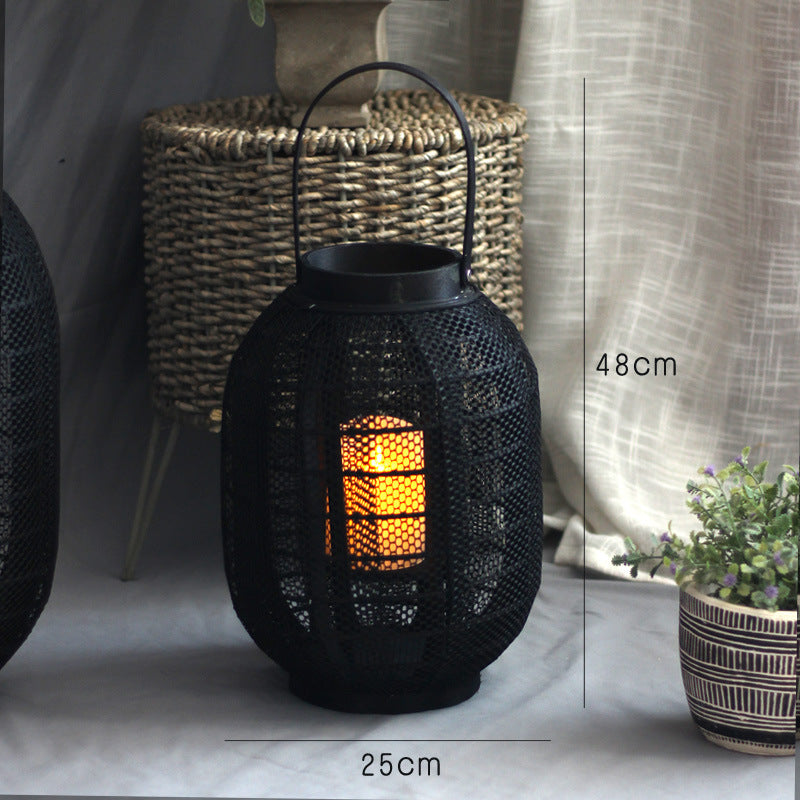 Elegant metal lantern with net design Stornfield