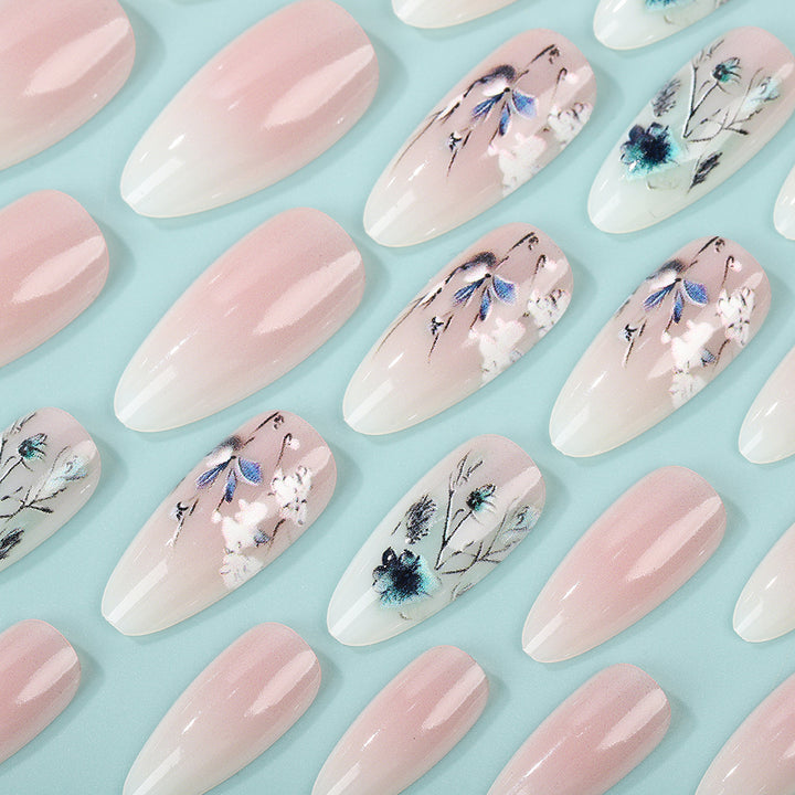 Artificial nails with flower design and shine Stornfield