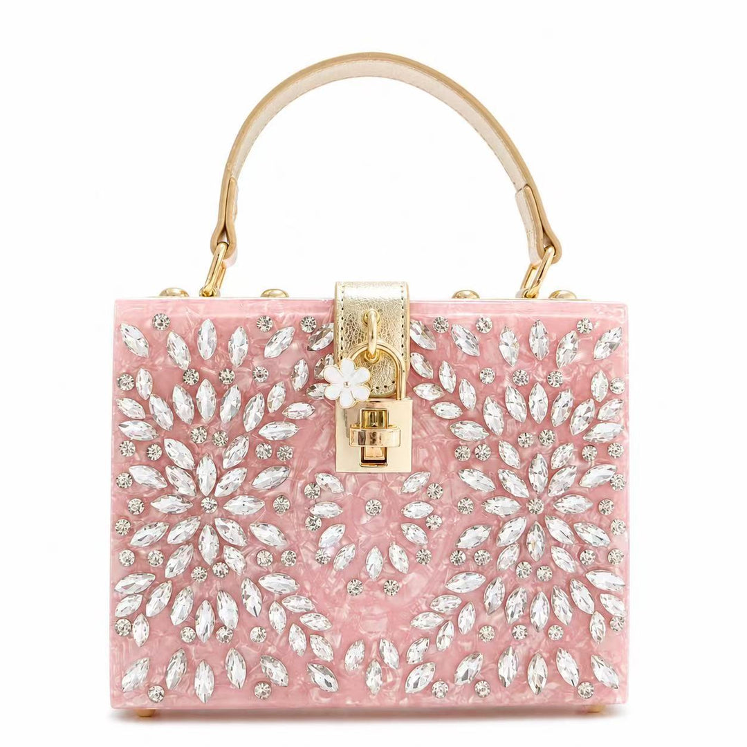 Decorative Jewel-Embellished Acrylic Clutch