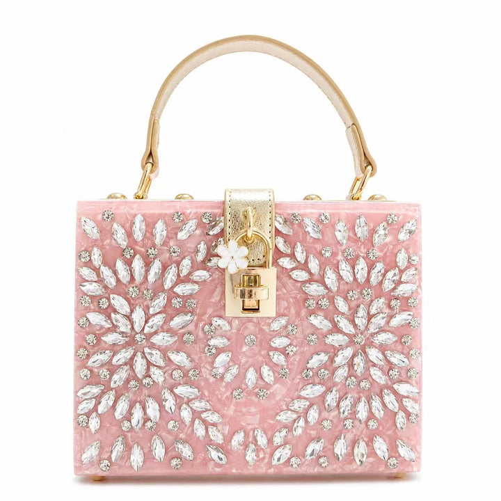 Decorative Jewel-Embellished Acrylic Clutch