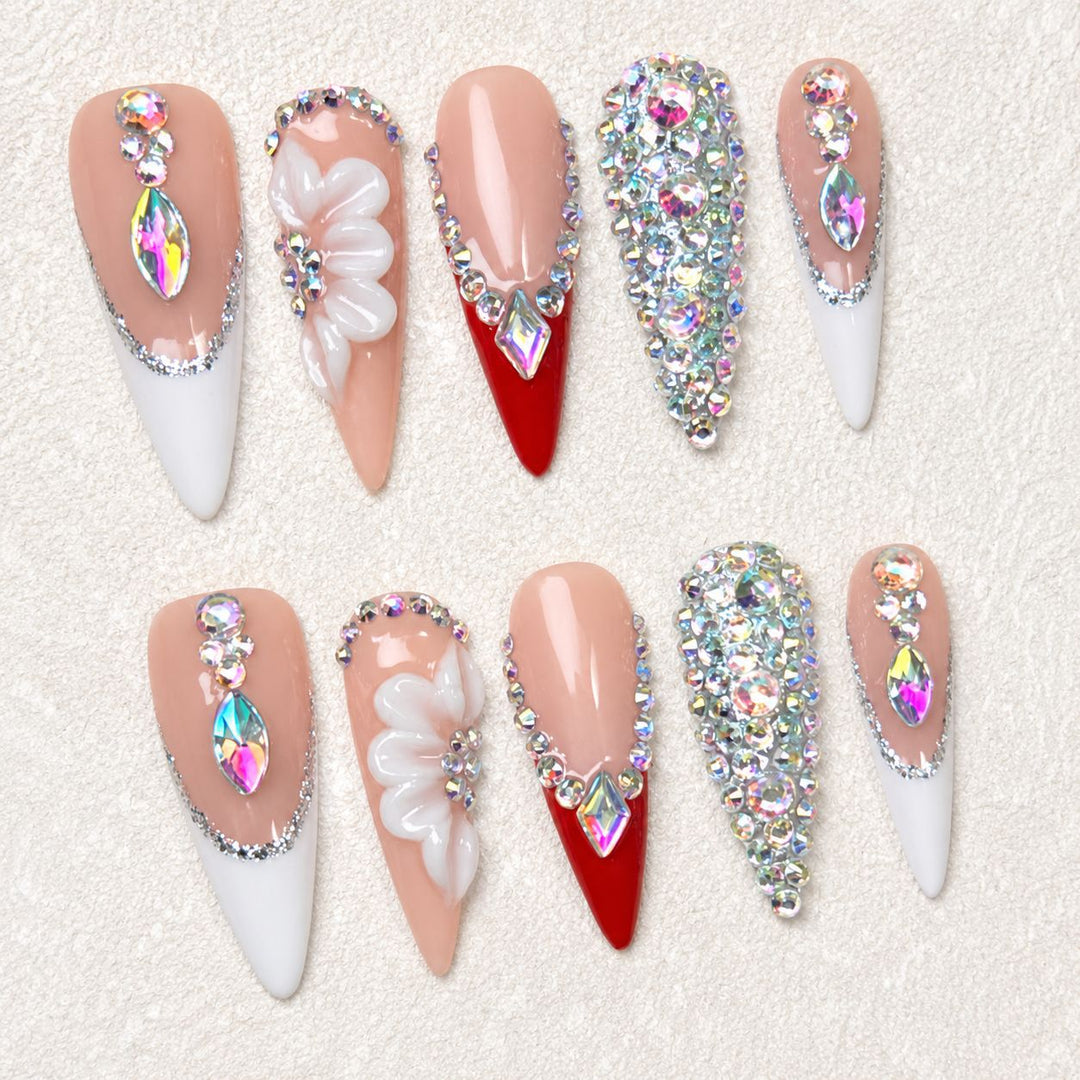Decorative Rhinestone Press-On Nail Set
