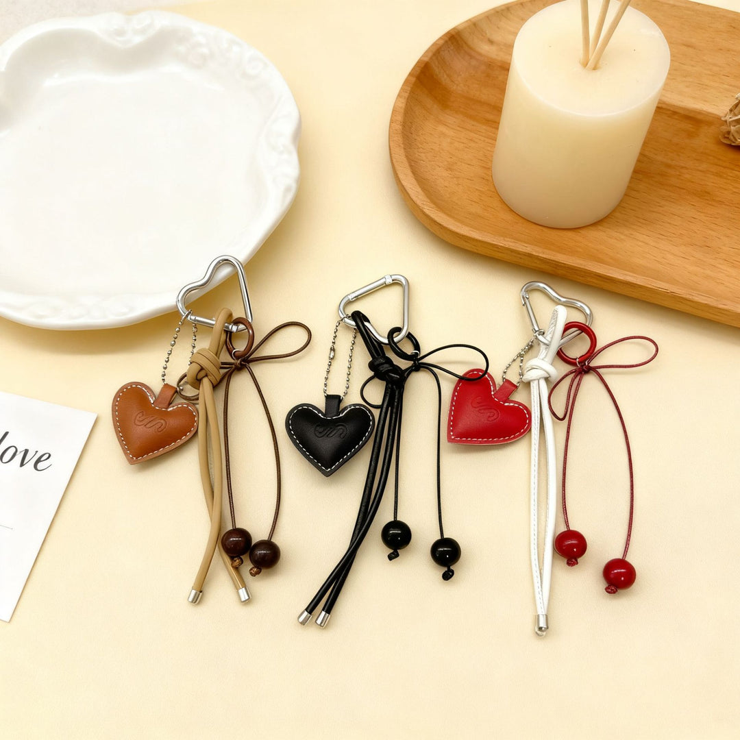 Heart-Shaped Leather Charm Keychain Stornfield