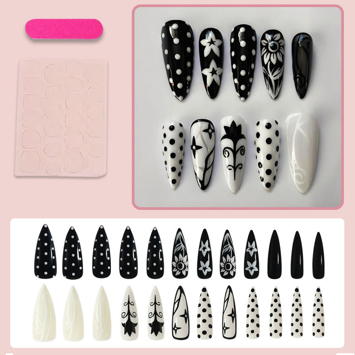 Acrylic Nail Set with Stylish Graphic Patterns Stornfield