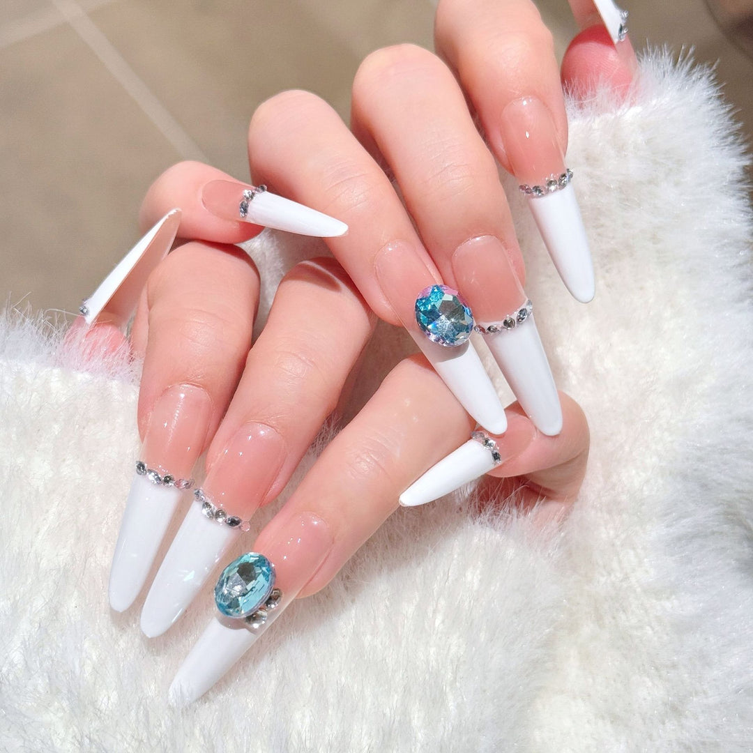 Luxury Rhinestone-Accented Stiletto Press-On Nail Art Stornfield
