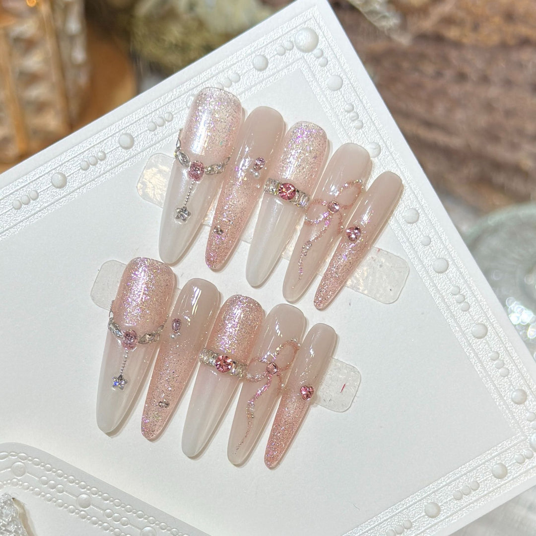 Glamorous Stiletto Press-On Nail Art Set with Sparkling Rhinestones Stornfield