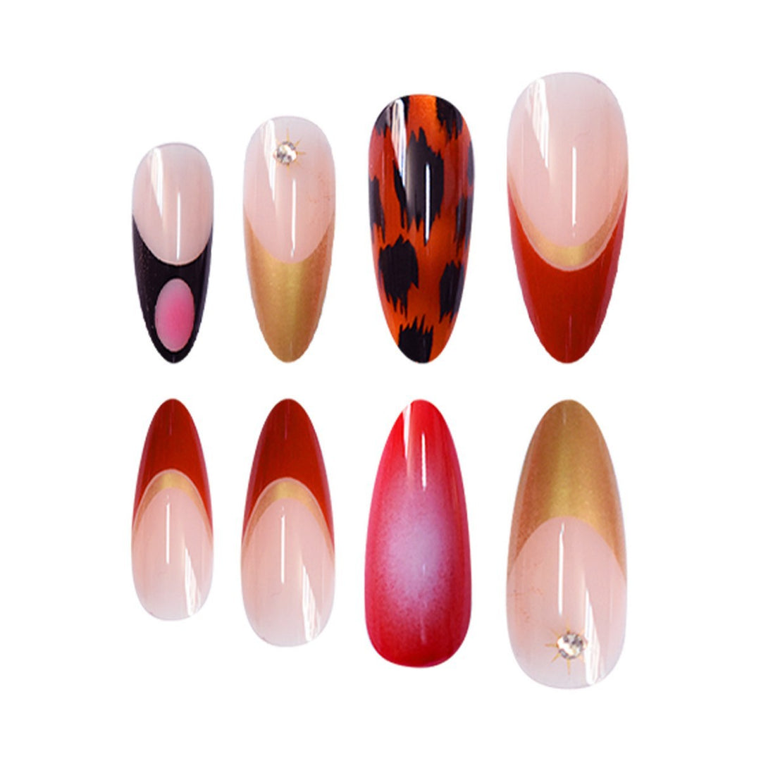 Artistic Stiletto Press-On Nails with Metallic Accents Stornfield