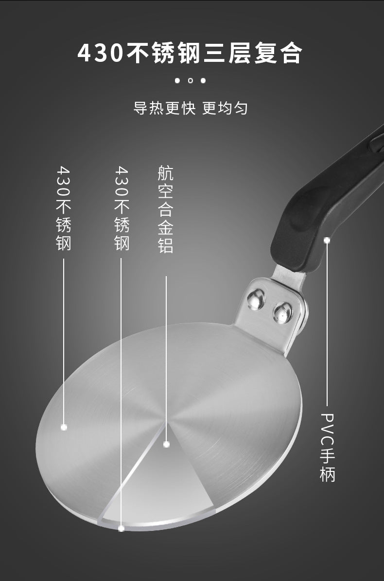 Stainless steel flat griddle pan with heat-diffuser handle Stornfield