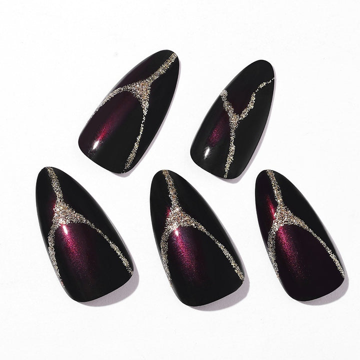 Acrylic nail set with glamorous accents and high-gloss finish Stornfield