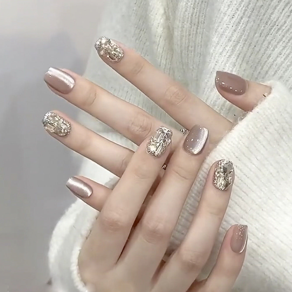 Artful nail extensions with glamorous glitter design Stornfield
