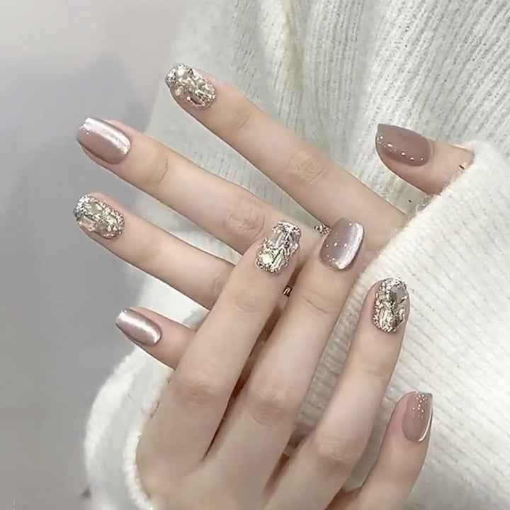 Artful nail extensions with glamorous glitter design Stornfield