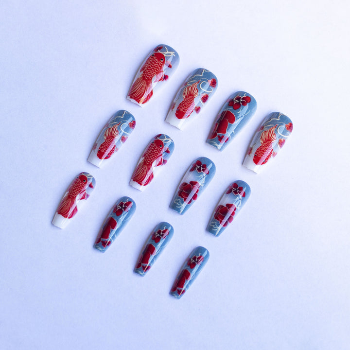 Artistic Floral and Fish Nail Art Kit