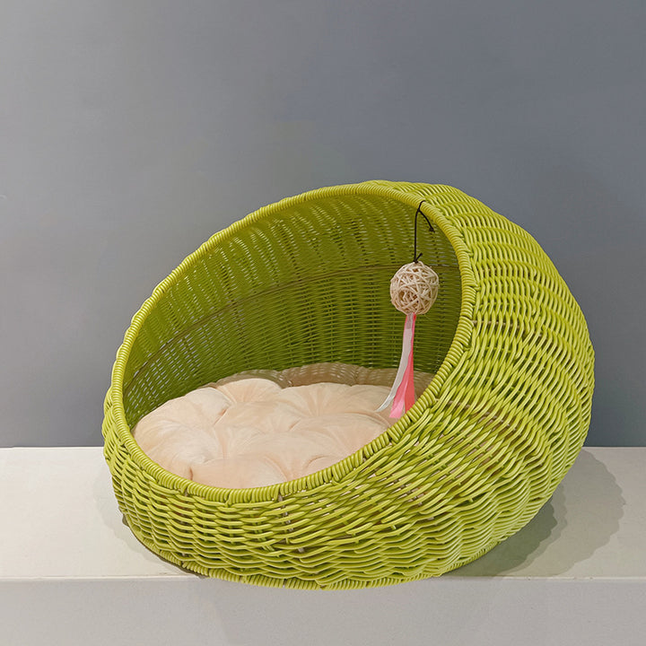 Cozy cat bed made of woven natural material Stornfield