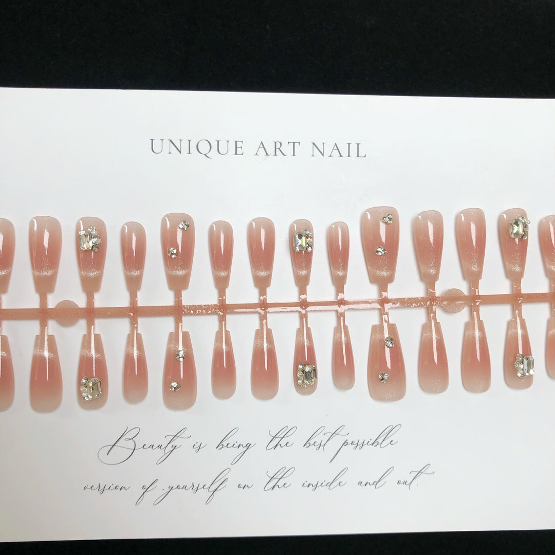 Elegant Press-On Nail Set with Pearl Accents