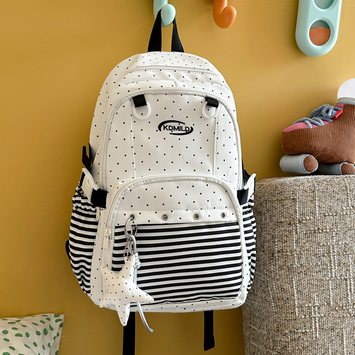 Versatile Polka Dot and Striped Design Backpack Stornfield