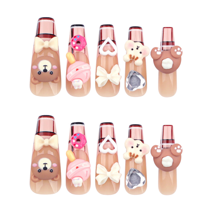 Artificial nail art with cute animal and candy motifs Stornfield