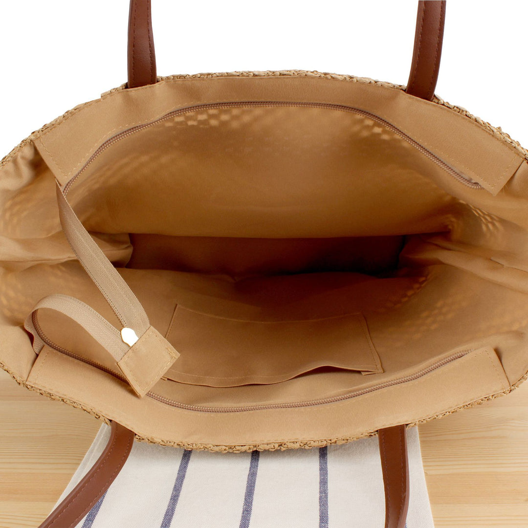 Elegant Bast Beach Bag with High-Quality Faux Leather Handles Stornfield