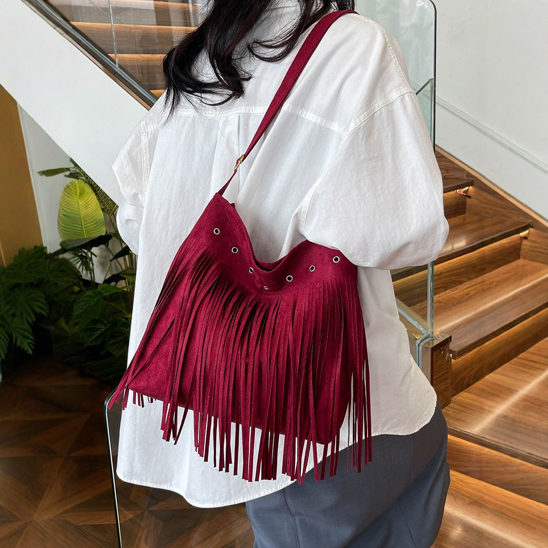 Suede Fringe Crossbody Bag