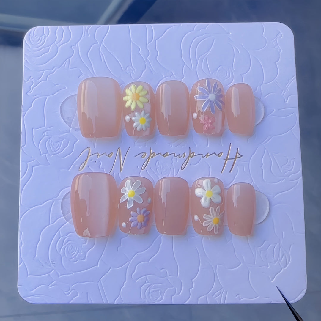 Artistic Floral Press-On Nail Set Stornfield