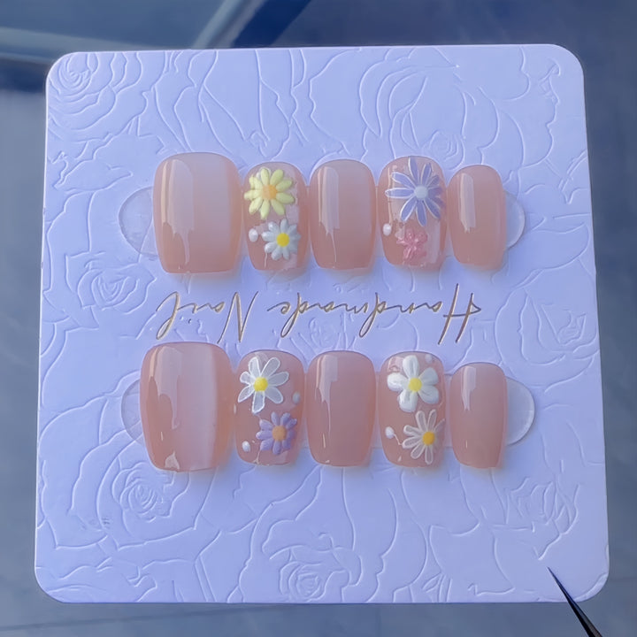 Artistic Floral Press-On Nail Set Stornfield