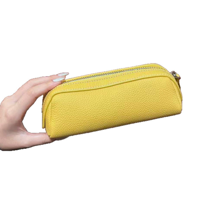 Premium Textured Leather Zippered Pencil Case