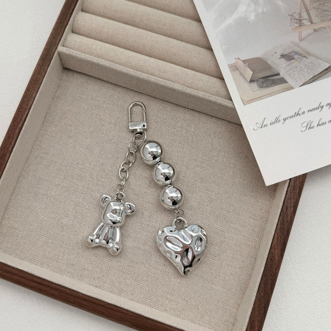 Playful Bear and Heart Charm Keychain Stornfield