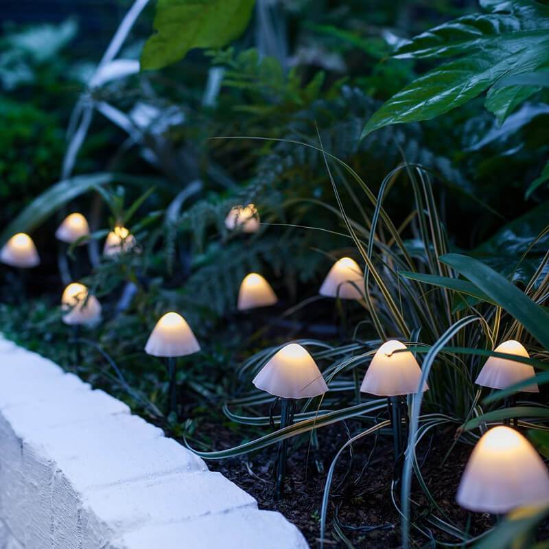 Contemporary Creative Plastic Solar LED Mushroom Lights String Lights For Outdoor Patio | Stornfield