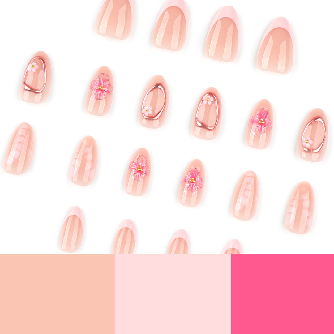 Artistic acrylic nails with floral design Stornfield