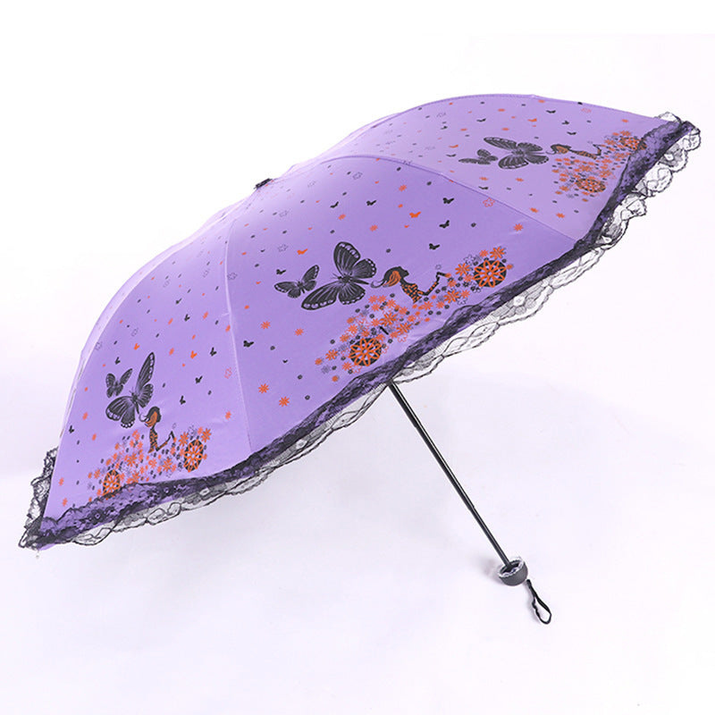 Women's sun umbrella with romantic butterfly design Stornfield