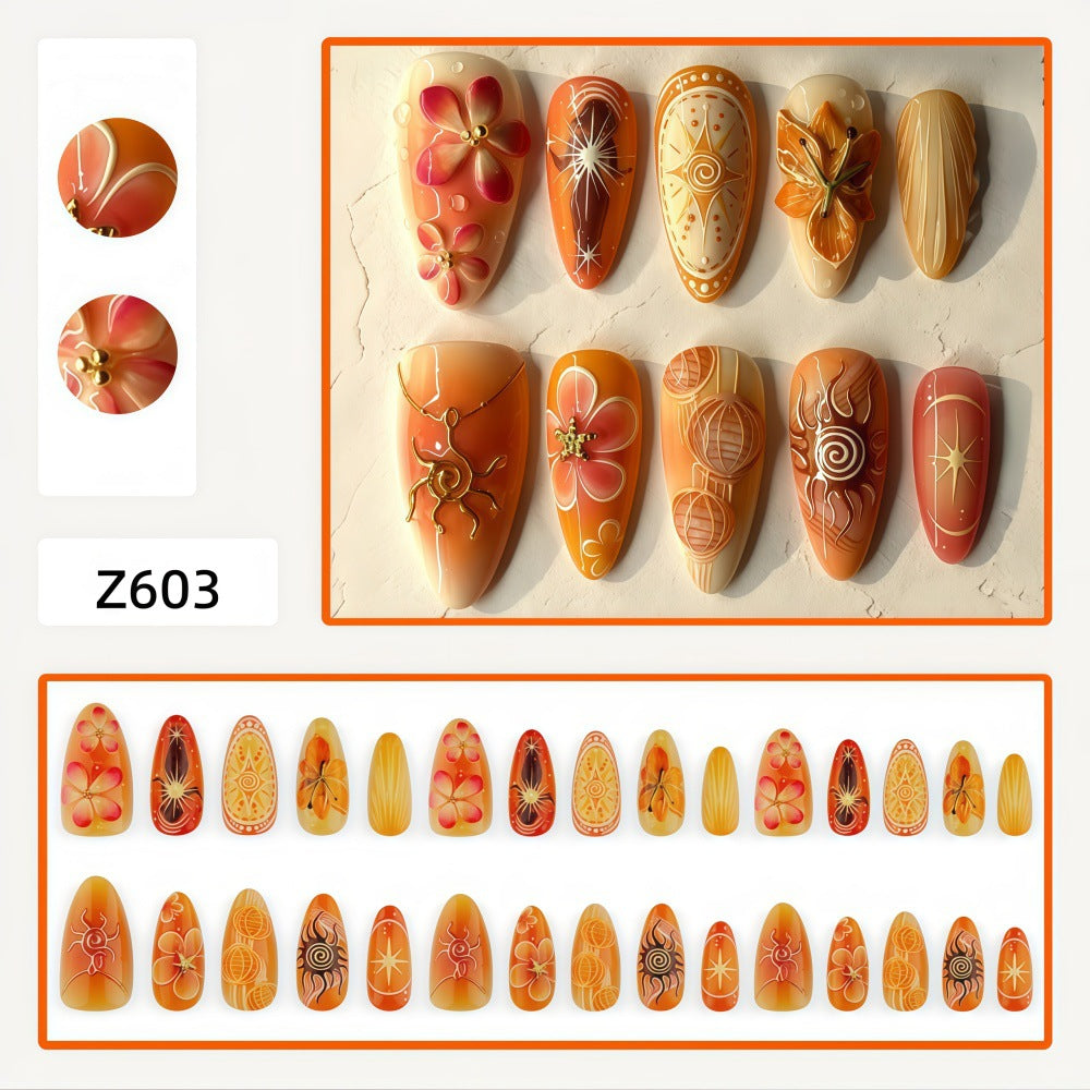 Artificial Nails in Exquisite Floral and Geometric Design Stornfield