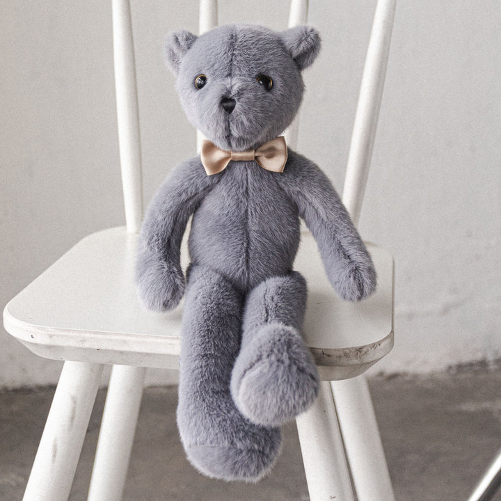 Plush Teddy Bear with Satin Bow Tie Ultra-Soft Huggable Collectible Toy