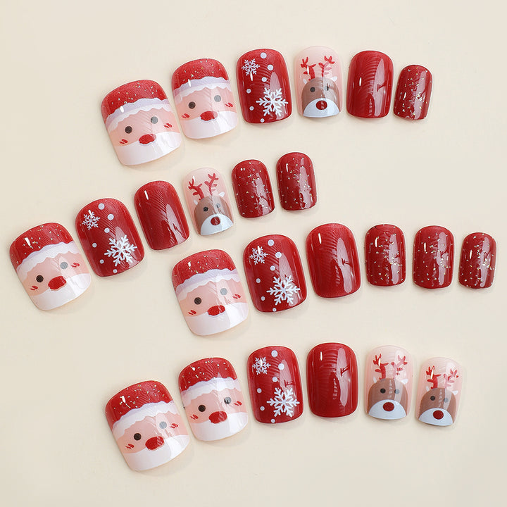 Festive Artificial Nail Set with Christmas Designs Stornfield
