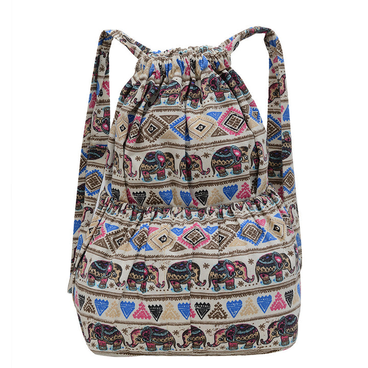 Drawstring Elephant Print Backpack Stornfield