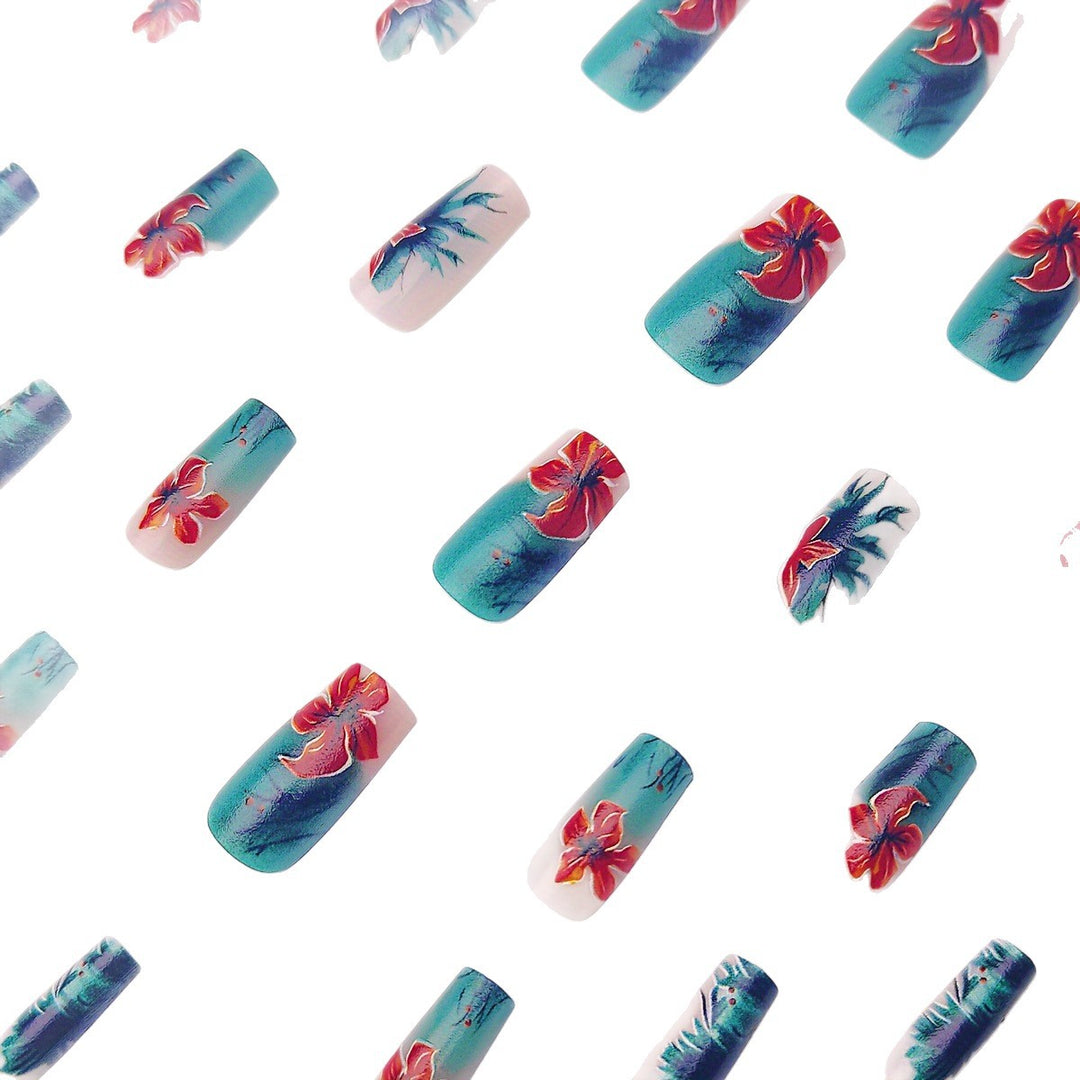Creative Art Nails with Floral Hibiscus Design Stornfield