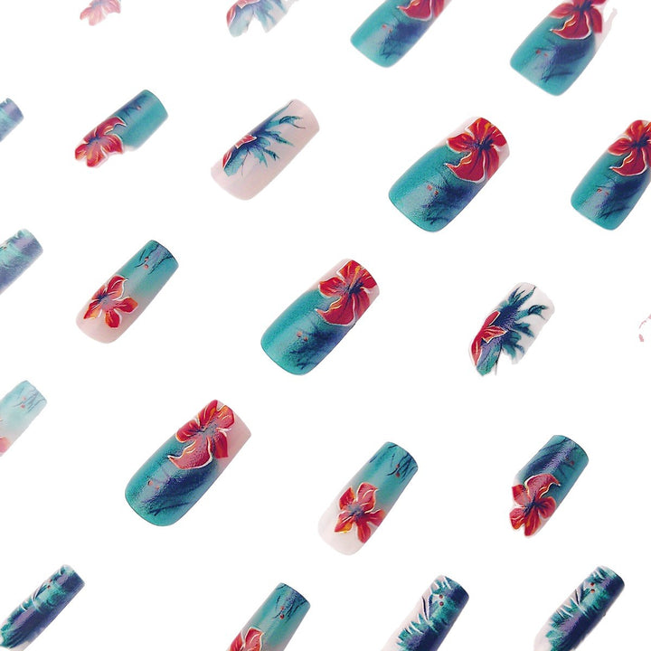 Creative Art Nails with Floral Hibiscus Design Stornfield