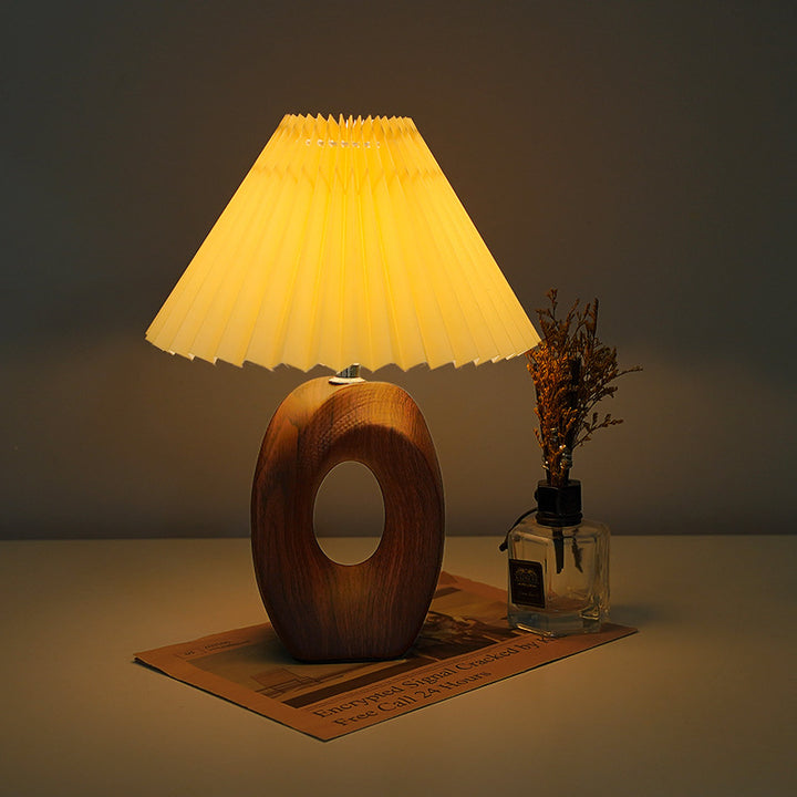 Modern Shaped Wooden Base Table Lamp