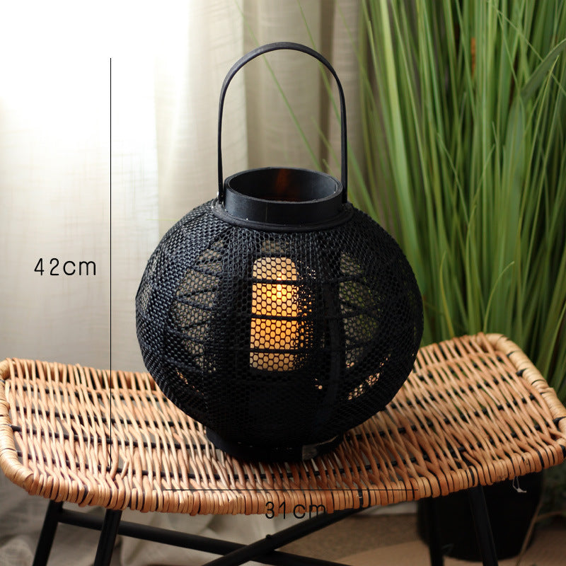 Elegant metal lantern with net design Stornfield
