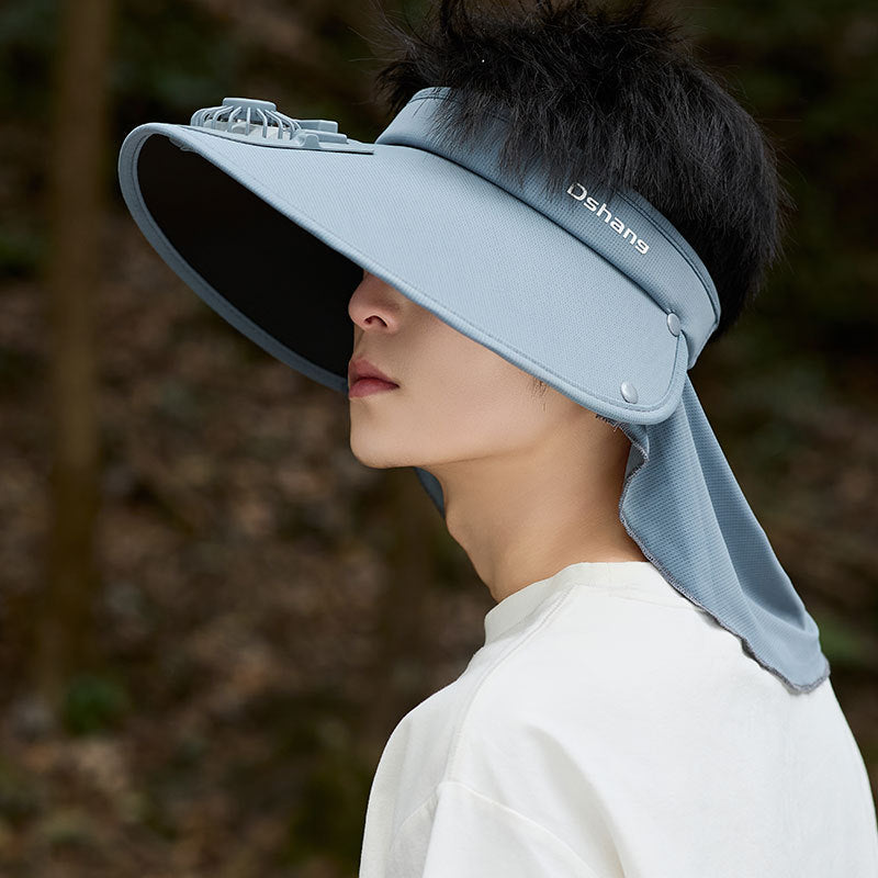 Large UV Protection Sun Visor with Removable Mini Fan and Folding Neck Protection Stornfield