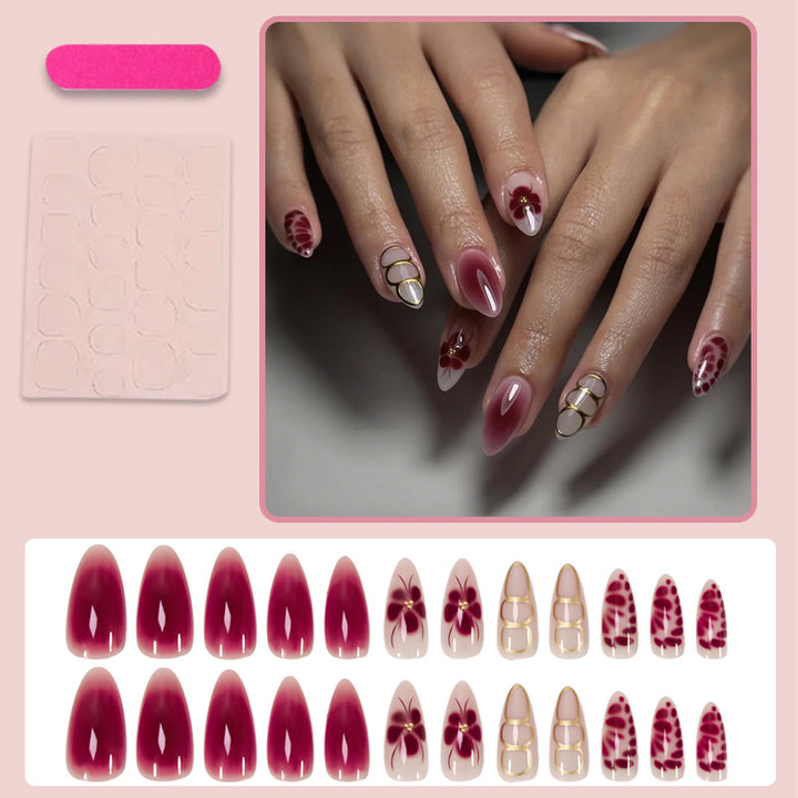 Art nail set with artistic floral and geometric details Stornfield