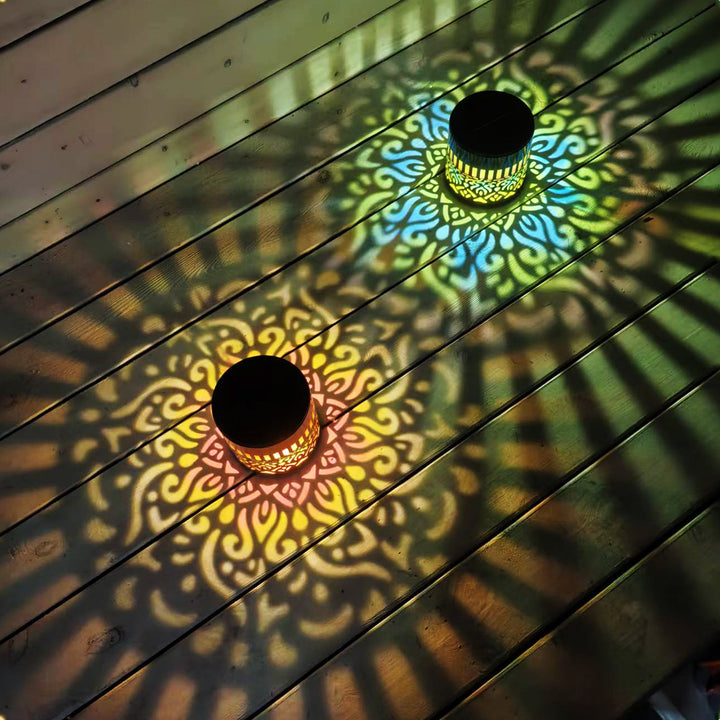 Decorative Solar Wall Lantern With Moroccan Cutout Projection Metal Outdoor Sconce Pair Stornfield