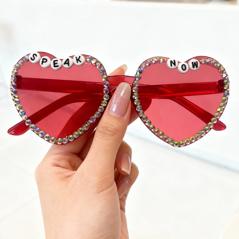 Heart-Shaped Rhinestone-Embellished Sunglasses Stornfield 1787141205