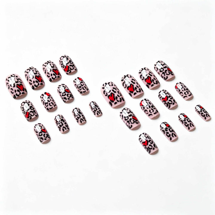 Artistic Leopard Print and Heart Nail Art Kit
