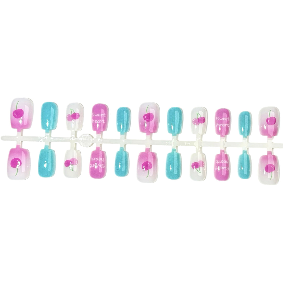 Playful Cherry-Themed Press-On Nail Set